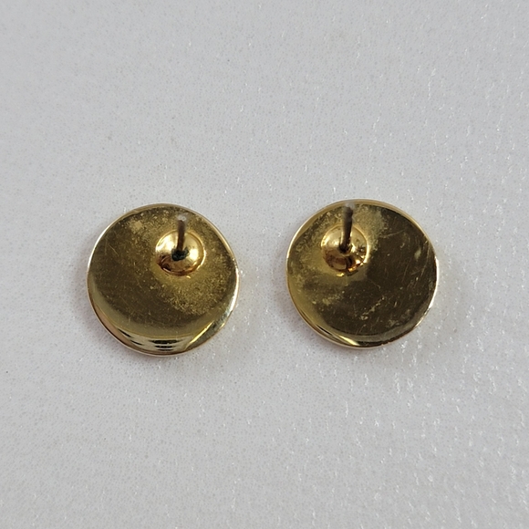 CHRISTIAN DIOR Gold Tone Pierce Earrings - Picture 5 of 7